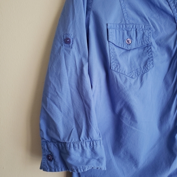 St. John's Bay Pale Blue Button Down Blouse - Picture 3 of 10